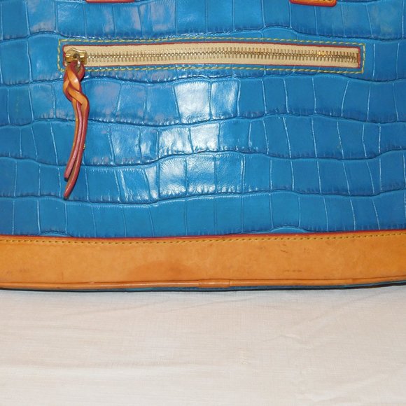 Dooney & Bourke Blue Crocodile Satchel Rare Color! Handbag Purse - Picture 9 of 16